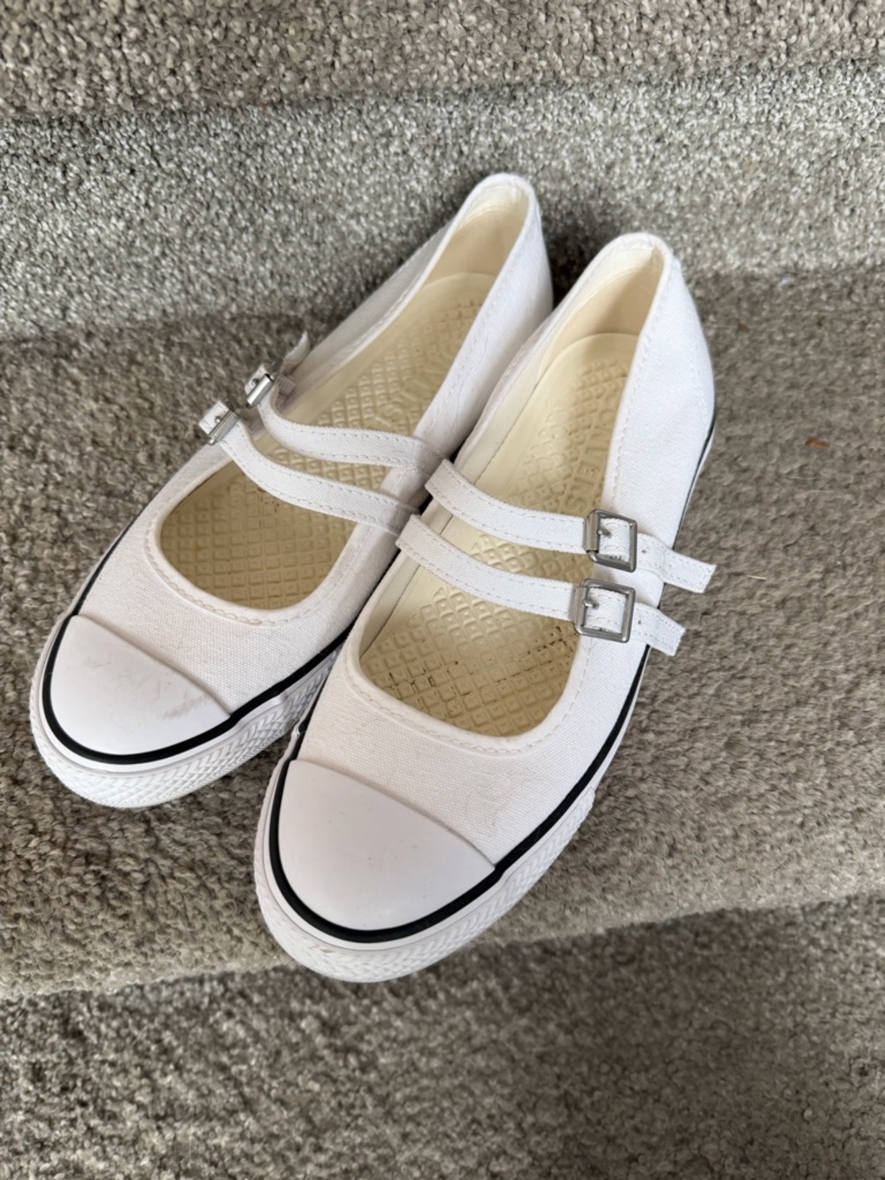 Converse Women’s White Double-Strap Canvas Mary Jane Sneakers